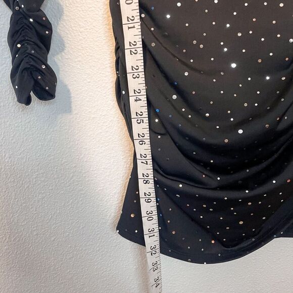 Lucy in the Sky Josie Open Back Black Silver Foil Mini Dress M - Picture 2 of 6